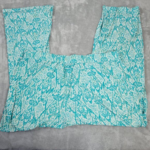 Iman Womens Pants 2X Plus Long Palazzo Pull On Blue Watercolor WAT64E - Picture 5 of 8